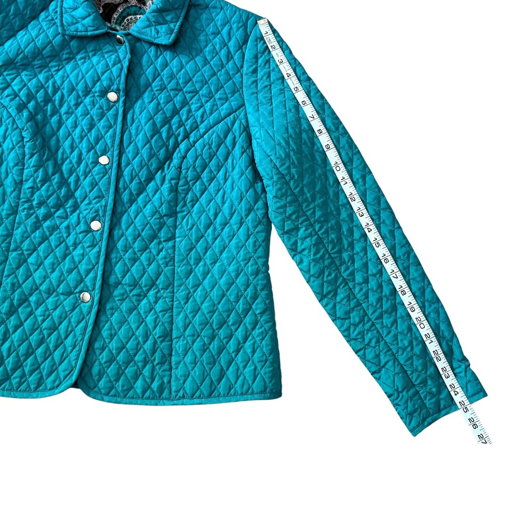 Briggs New York Quilted Aqua/Teal Jacket with Snap Closure Women’s Size Medium - Picture 10 of 12